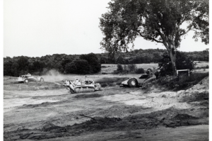 Construction vehicles preparing the land for campus construction in Haverhill in 1967.