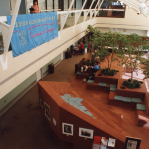 Interior aerial view of the Dimitry Building entryway, 1991.